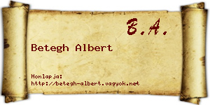 Betegh Albert névjegykártya